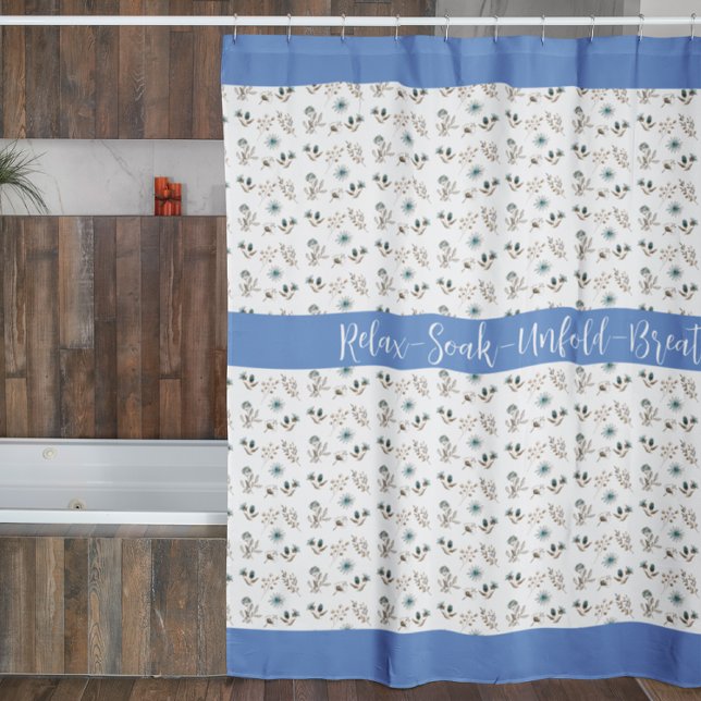 Acuarela Cortina de ducha suave azul floral (Subido por el creador)