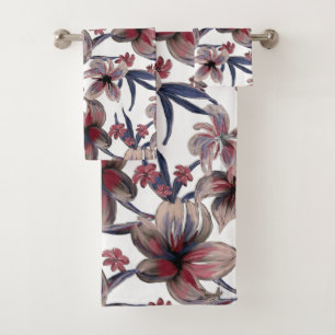 Acuarela Crimson Floral sobre blanco