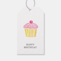 Acuarela Cupcake Birthday Presft Etiqueta