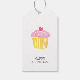Acuarela Cupcake Birthday Presft Etiqueta