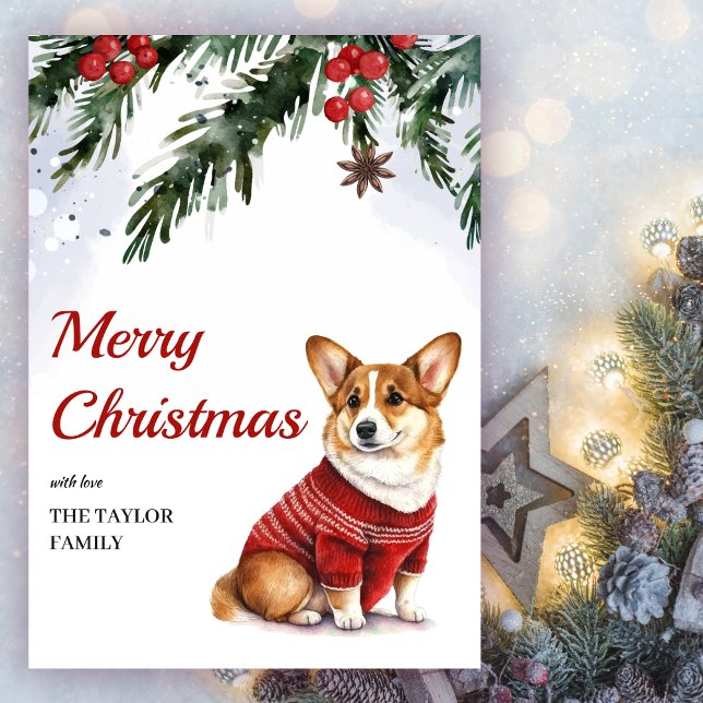 Acuarela Cute Corgi Dog Feliz Navidad (Subido por el creador)
