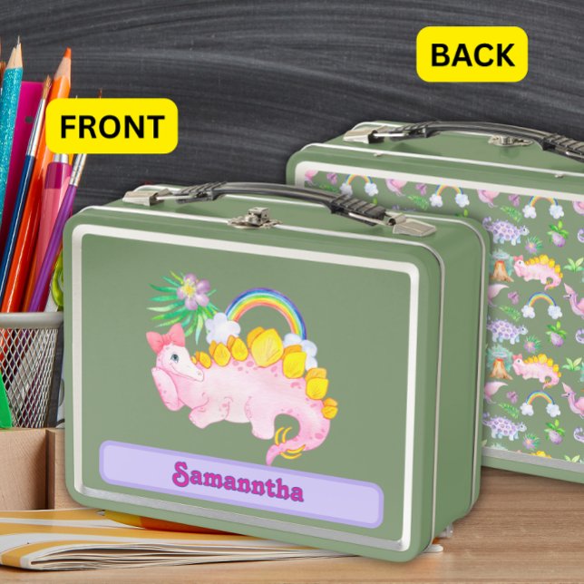 Acuarela Cute Dinosaurio Rosa con Bow (Subido por el creador)