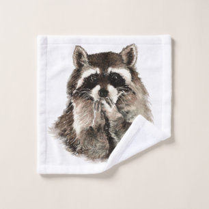 Acuarela Cute Raccoon besa diversión animal