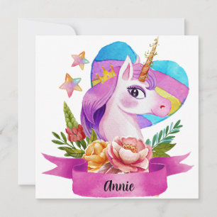 Acuarela Cute Unicorn Nombre personalizado