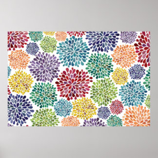 Acuarela Dahlia Flores Poster brillante impresión