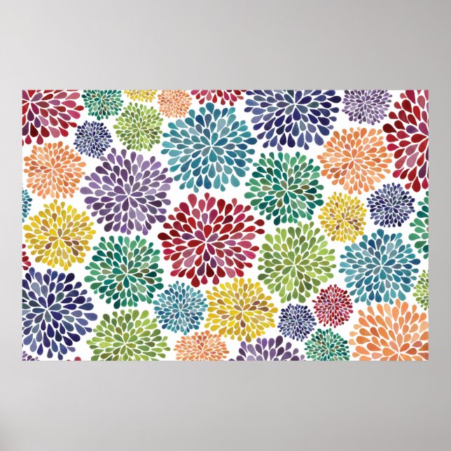 Acuarela Dahlia Flores Poster brillante impresión (Frente)