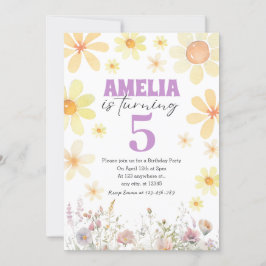 Acuarela Daisy Birthday Invitación a cualquier eda
