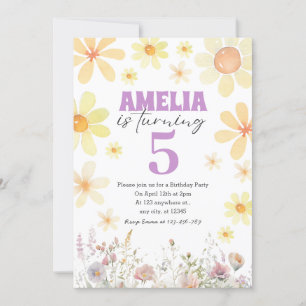 Acuarela Daisy Birthday Invitación a cualquier eda