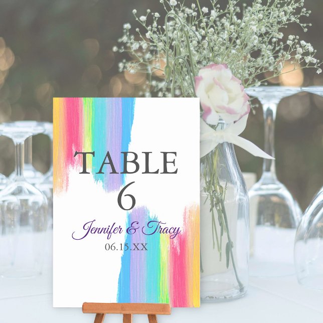 Acuarela de arcoiris Elegante número de mesa de bo (Subido por el creador)