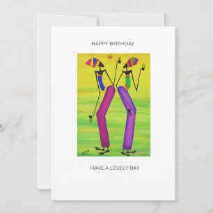 Acuarela de arte africano, tarjeta de cumpleaños d