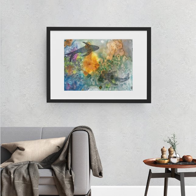 Acuarela de arte de la línea de pescado de Koi (Subido por el creador)