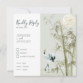 Acuarela de Bambú Luna y pájaro de Grúa