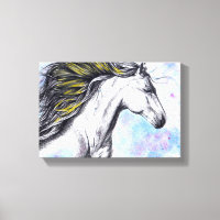 Acuarela de caballo en funcionamiento y arte de eq