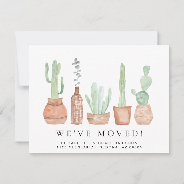 Acuarela de Cactus que hemos movido Invitación (Anverso)