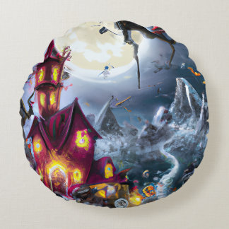 Acuarela de Casa de Bruja, Almohada Redonda