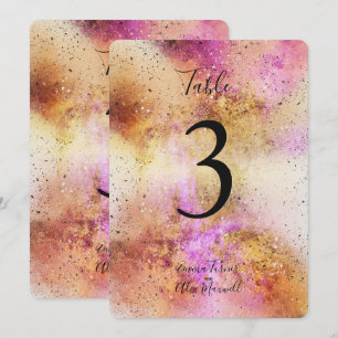 Acuarela de cielo dorado y rosa   Tarjetas de núme