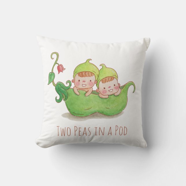 Acuarela de dos guisantes en una almohada de guard (Anverso)