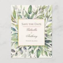 Acuarela de eucalipto rústico salva la fecha