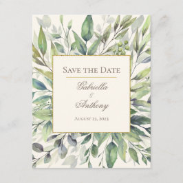 Acuarela de eucalipto rústico salva la fecha