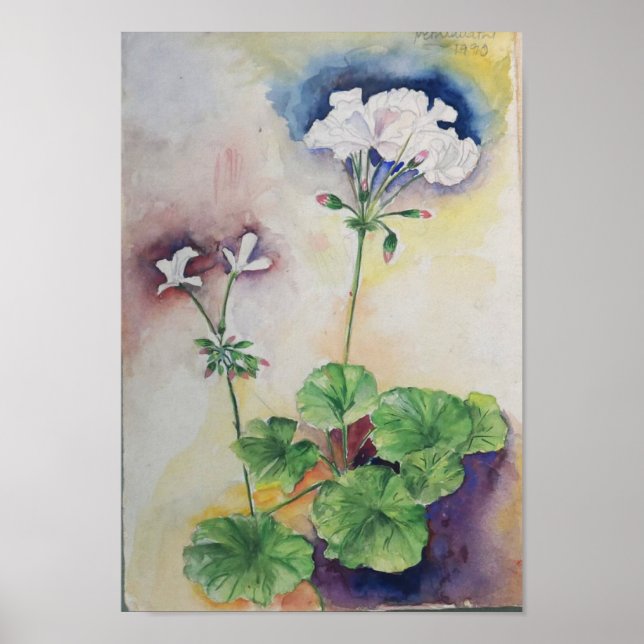 Acuarela de Flor Blanca – Impresión de Arte Botáni (Frente)