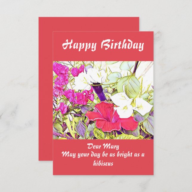 Acuarela De Flor Hibiscus Floral Garden Cute (Anverso / Reverso)