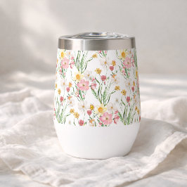 Acuarela de flor silvestre verde rosa