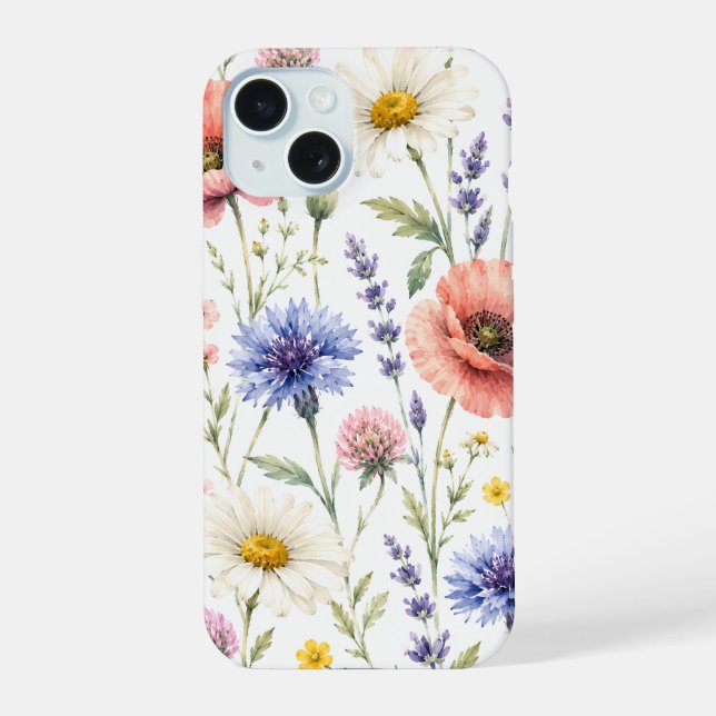 Acuarela de flores silvestres de pradera floral (Reverso )