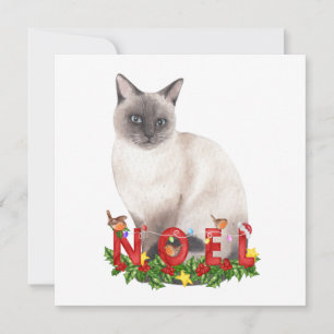Acuarela de gato siamesa para navidades