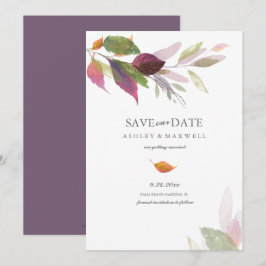 Acuarela de Hojas Otoñales Invitación de Boda Save