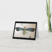Acuarela de insectos original en tarjeta en blanco