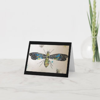 Acuarela de insectos original en tarjeta en blanco