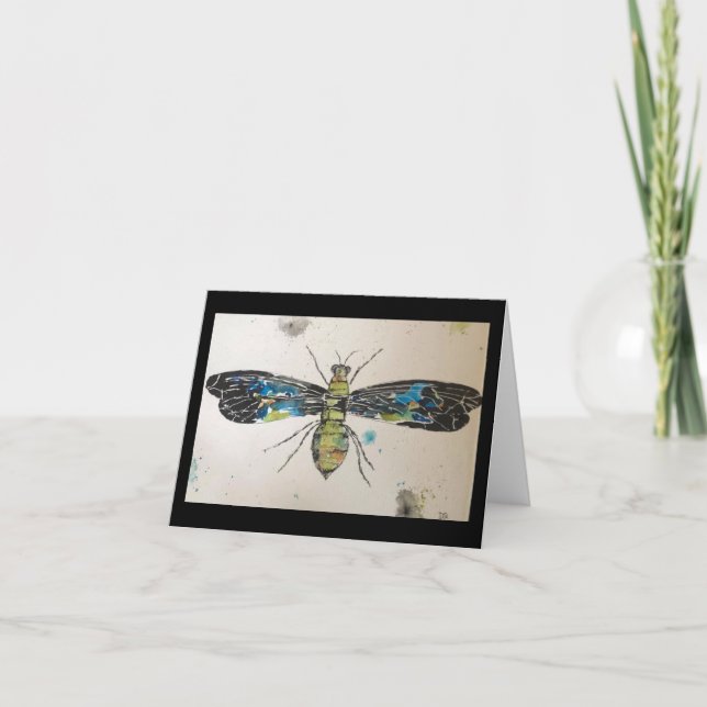 Acuarela de insectos original en tarjeta en blanco (Anverso)