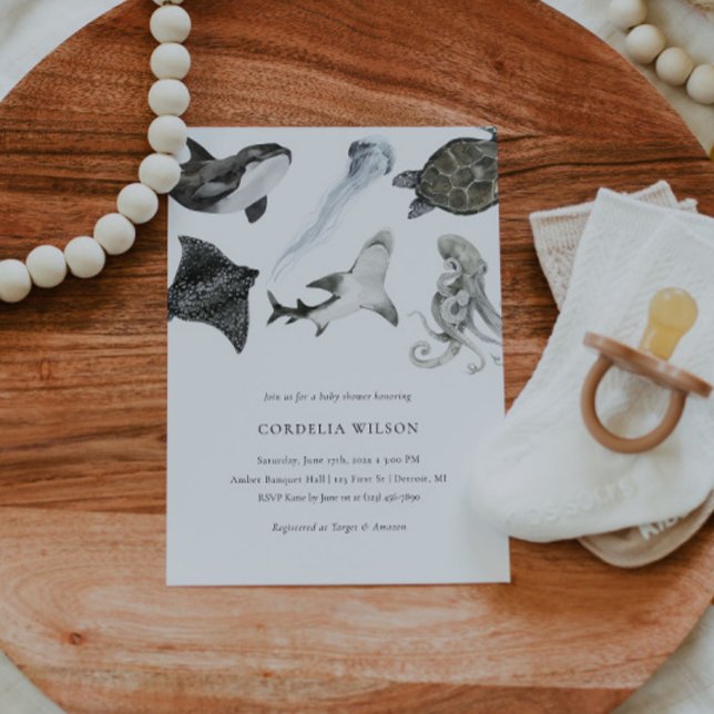 Acuarela de invitación a Baby Shower para animales (Subido por el creador)