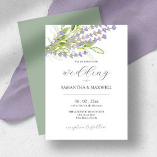 Acuarela de Invitación a la Boda de Lavanda Botáni