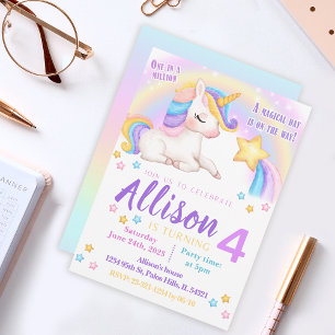 Acuarela de invitación al cumpleaños Rainbow unico