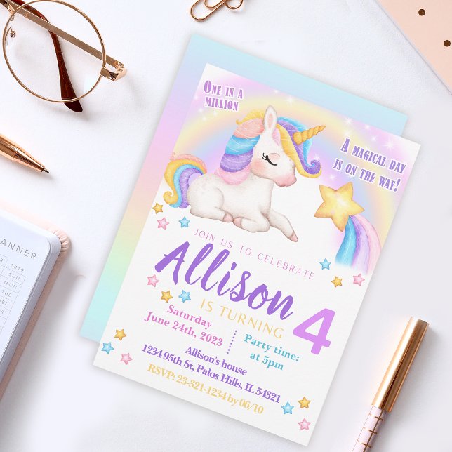 Acuarela de invitación al cumpleaños Rainbow unico (Subido por el creador)