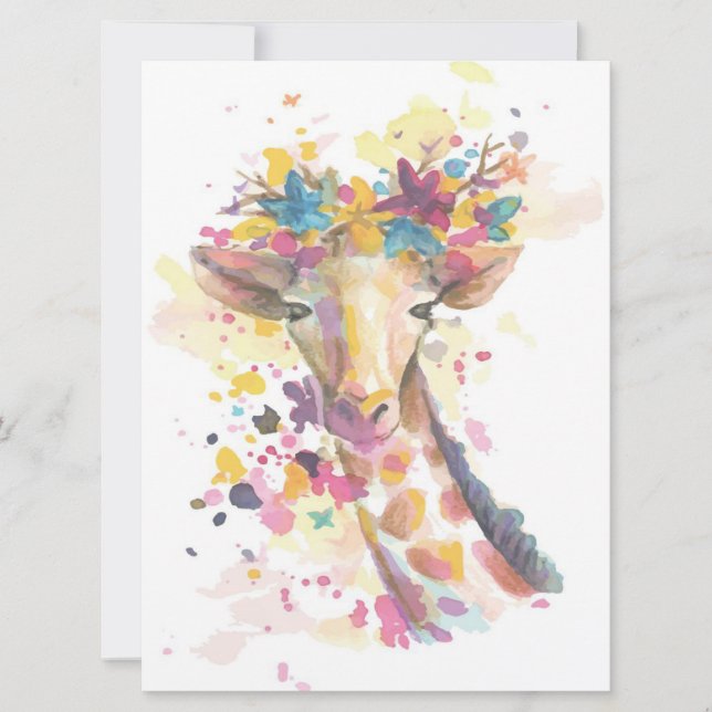 acuarela de jirafa de colores | Regalo perfecto (Anverso)
