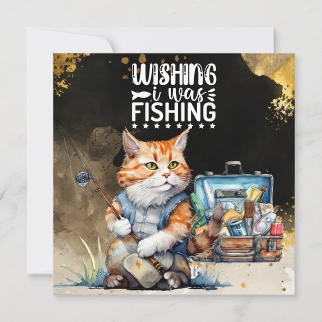 acuarela de la tarjeta de saludo de pesca (Anverso)