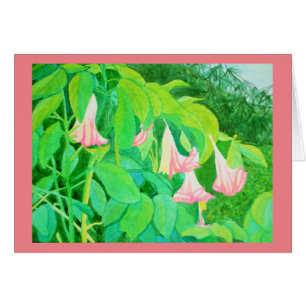 Acuarela de las flores de trompeta y de los