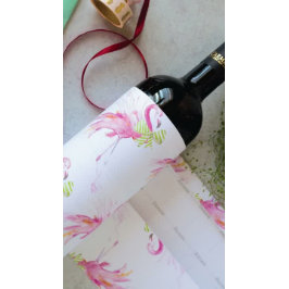 Acuarela de las hojas de Monstera y flamencos rosa