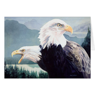 Acuarela de los pares de Eagle calvo de la