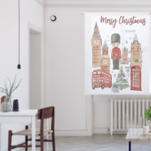 Acuarela de Navidad en Londres Autobús Rojo, Big B