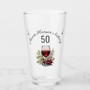 Acuarela de oliva de vino rojo 50 cumpleaños