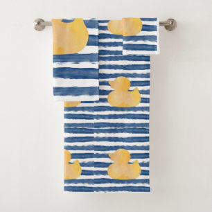 Acuarela de pato azul y amarillo