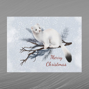 Acuarela de pino armiño blanco de Navidad
