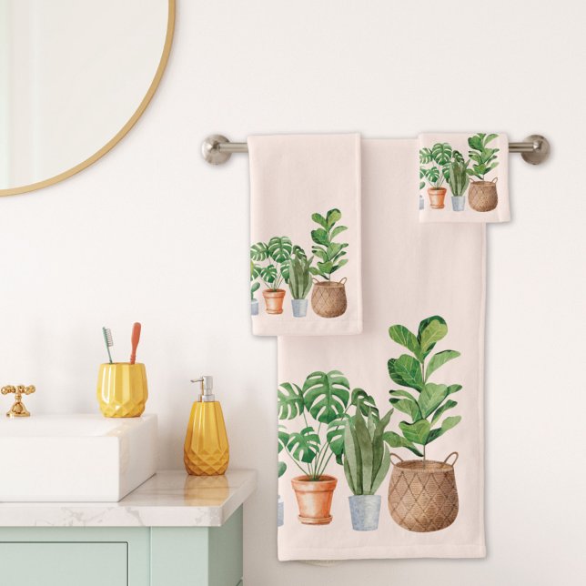 Acuarela de plantas domésticas (In situ bathroom)