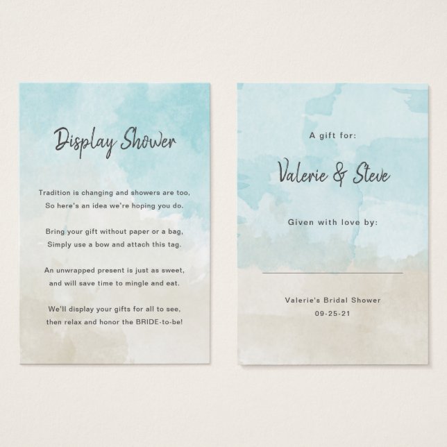 Acuarela de playa Sin envolver etiqueta de regalo  (Anverso y reverso)