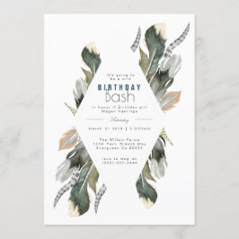 Acuarela de plumas | Invitación al cumpleaños del 