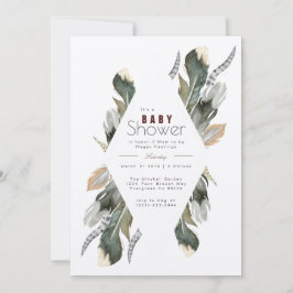 Acuarela de plumas | Invitación de Boho Baby Showe