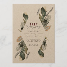 Acuarela de plumas | Invitación de Boho Baby Showe